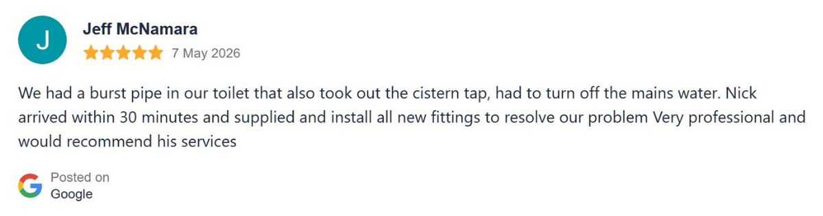 Google review for Astro Plumbing & Drains Canberra